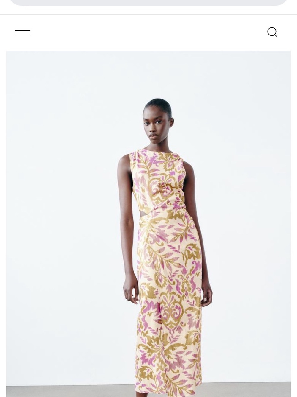 Zara Cream, Gold and Purple Patterned Dress